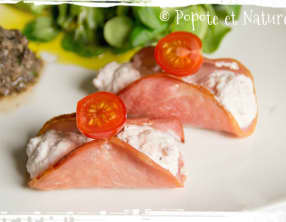 Petits paniers de bacon à la mousse de jambon et duxelles de champignons de Paris