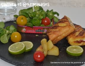 Sandwichs à la fondue de poivrons et sardines façon pain perdu