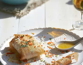 Papillote croquante de cabillaud, beurre citron gingembre