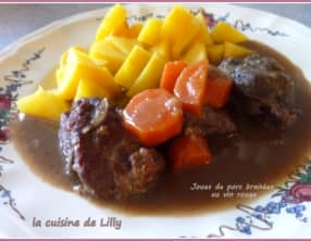 Cuisine de bistrot : Joues de porc braisées au vin rouge