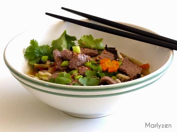 Soupe de ramen au boeuf et crevettes séchées
