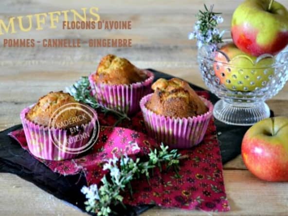 Muffins pommes aux flocons d'avoine cannelle et gingembre confit