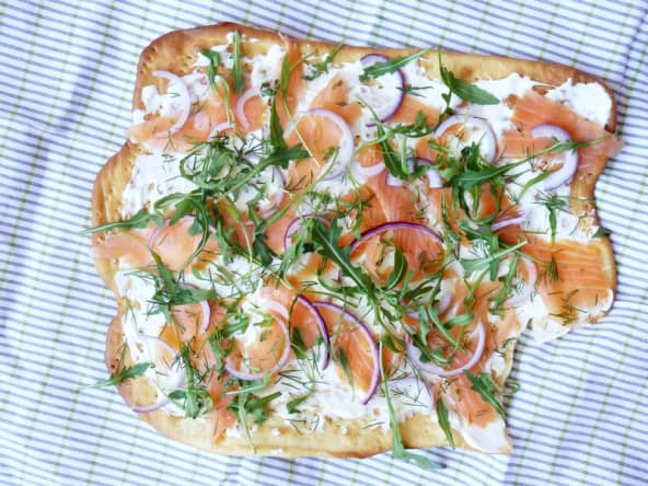 Pizza craquante au saumon
