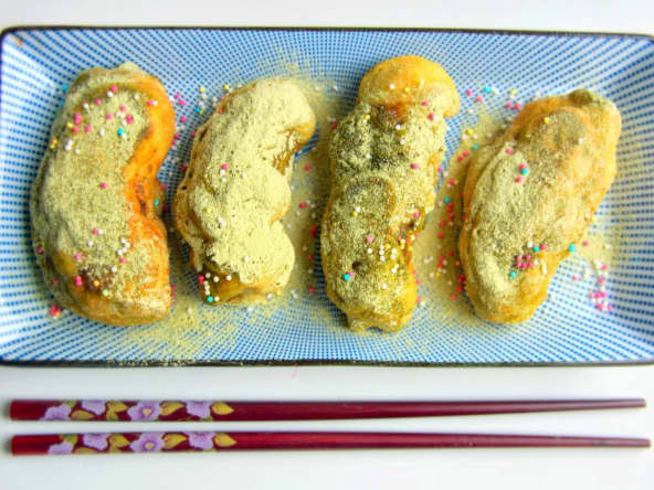 Beignets de bananes au thé vert matcha