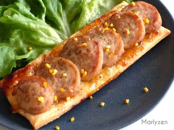 Tartelettes au boudin blanc sur marmelade d'oranges amères