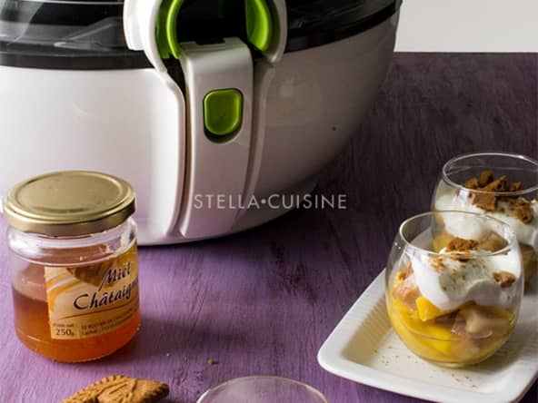 Verrines de poires et mangues caramélisées