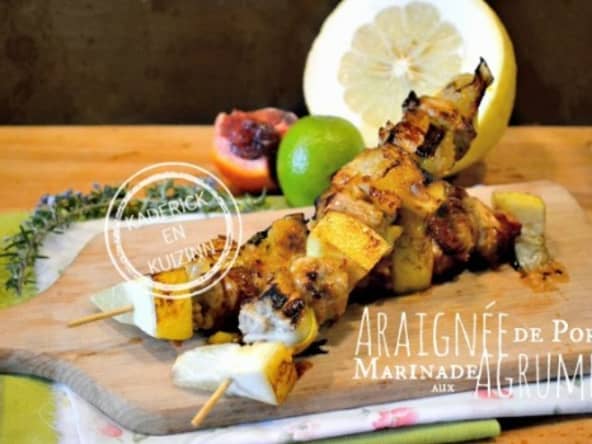 Plancha brochette d'araignée de porc aux agrumes