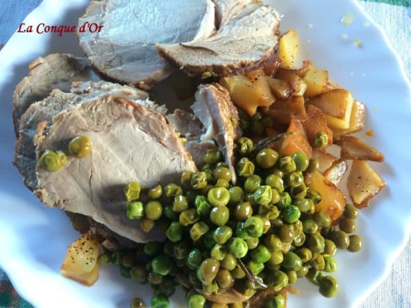 Rôti de porc au romarin et ses légumes
