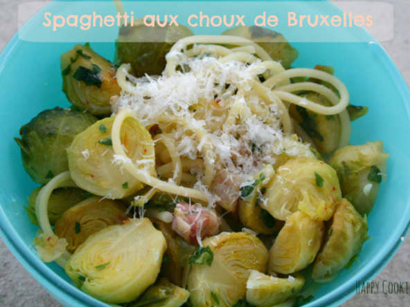 Spaghetti carbonara aux choux de Bruxelles