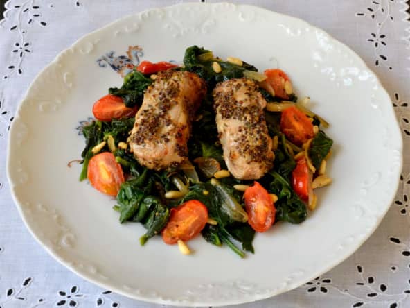 Noisettes d'agneau aux épinards