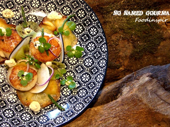 Saint-Jacques – Lait Battu à la Cardamine Hirsute – Pomme/Kiwi/Ramonasse