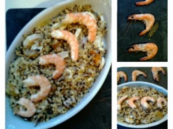 Gratin de poisson et de fruits de mer safranés au boulghour.