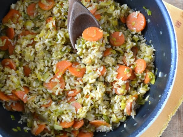 Riz pilaf aux légumes "poireaux-carottes"
