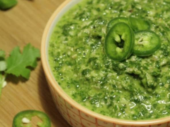 Salsa coriandre, piment jalapeño et citron façon mexicaine