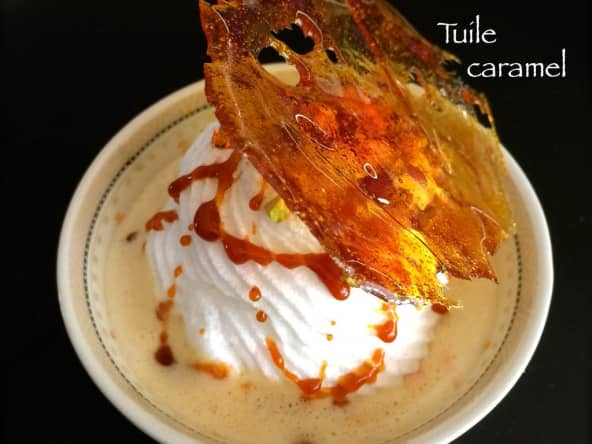 Iles flottantes vanille et tuiles de caramel pour la fête des pères