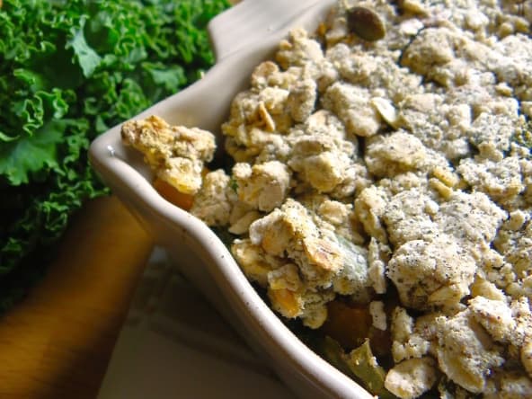 Crumble de potimarron et chou kale au lait de coco