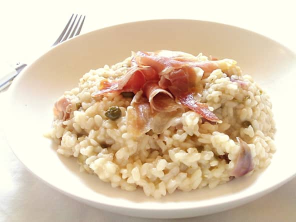Risotto au jambon cru et aux câpres