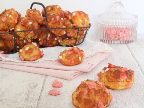 Chouquettes aux pralines roses