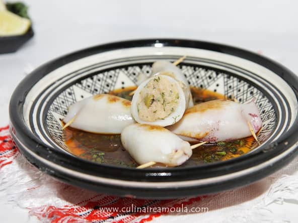 Calamars farcis aux crevettes