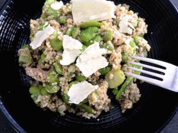 Risotto de quinoa et fèves au parmesan
