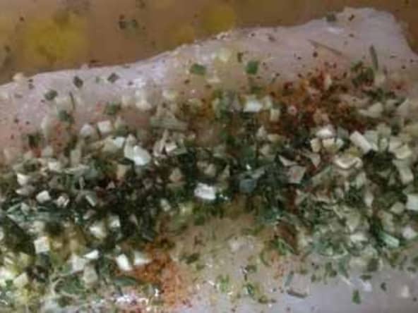 Dos de cabillaud rôti aux herbes de Provence, curry Indien et paprika doux