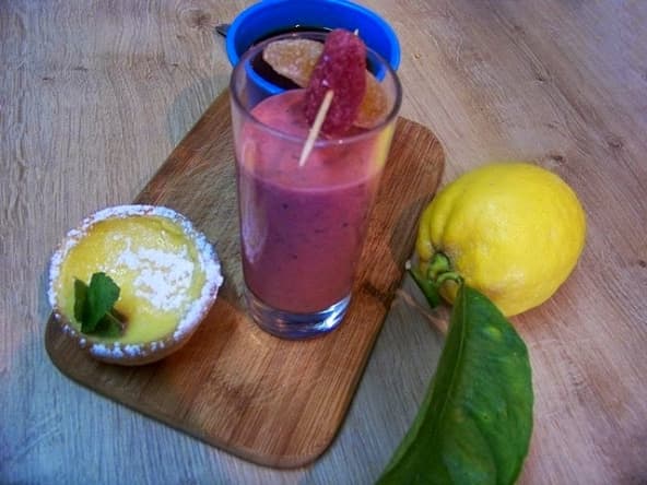 Lemon curd, tartelettes au Lemon Curd et smoothie pour un café gourmand