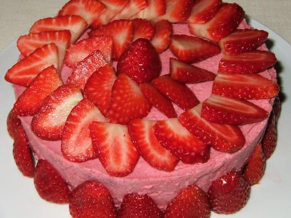 Gâteau mousseux aux fraises