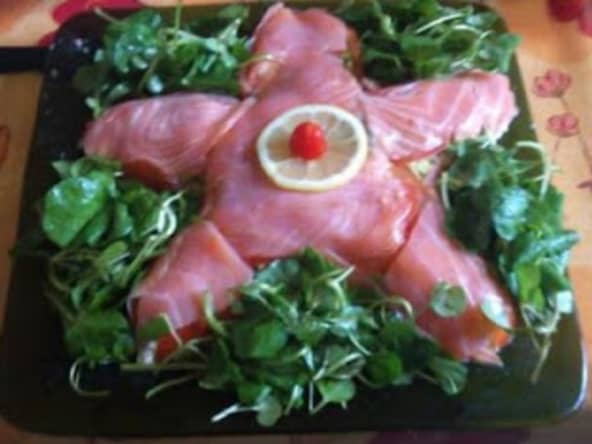 salade au saumon, surimi, fromage, mayonnaise