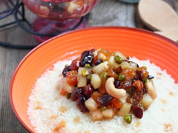 Couscous aux fruits cuits et fleur d'oranger