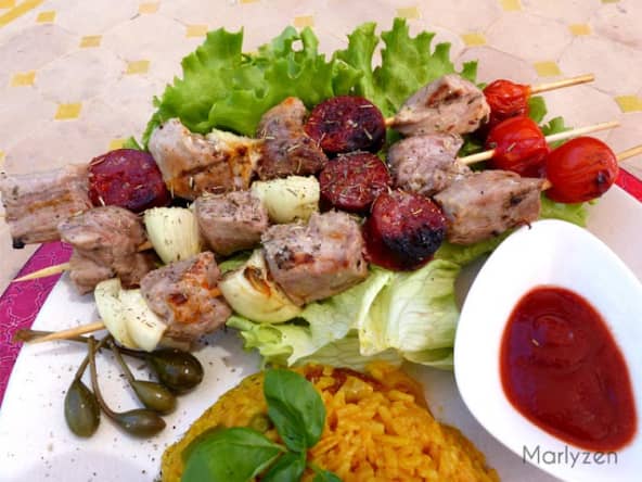 Brochettes de porc à l'espagnole