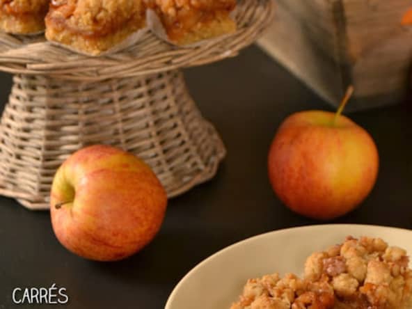 Carrés pommes et caramel façon crumble