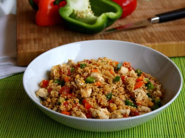 Taboulé de semoule au poulet et poivrons