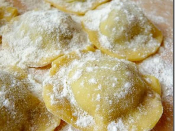 Raviolis canard confit chèvre