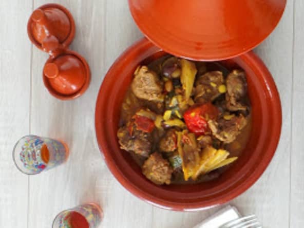 Tajine d'agneau au fenouil, tomates et courgettes