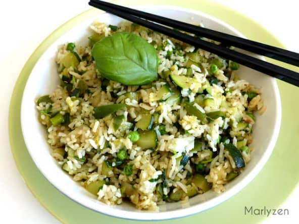 Riz sauté aux légumes verts