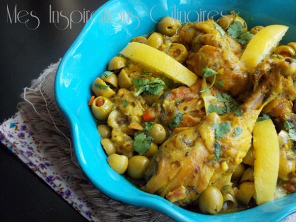 Tajine de poulet aux olives et au citron confit