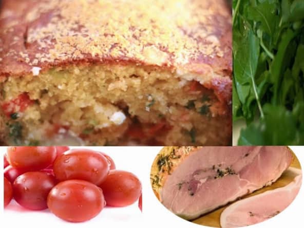 Cake salé et jambon aux herbes, schiscetta, lunch box