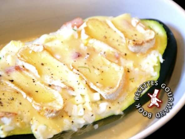 Courgette farcie reblochon lardons