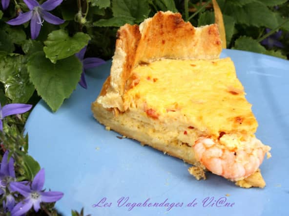 Quiche maïs, piment, crevettes