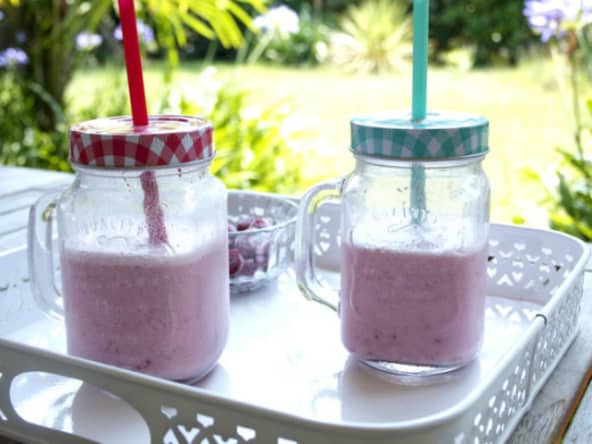 Lait coco et framboises