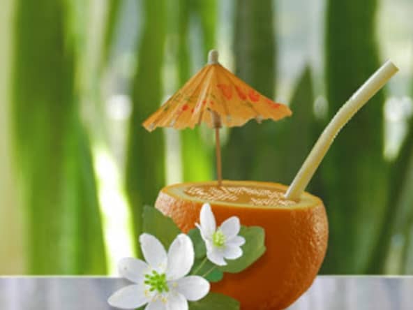 Boisson fraîche aux oranges, glace à la vanille