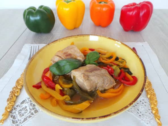 Filet mignon de porc aux poivrons