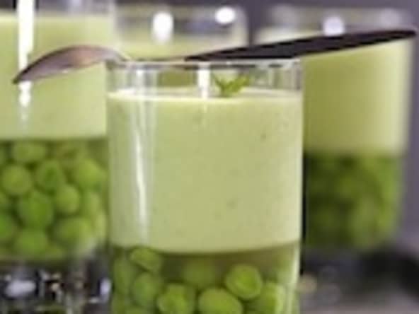 Gelée de petits pois et crème à la menthe