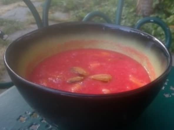 Soupe de pastèque aux pêches