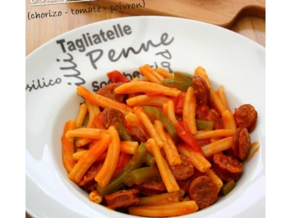 One pot pasta chorizo, tomate et poivron