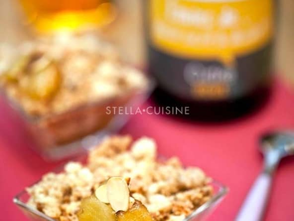 Crumble de pêches au sirop au cidre doux
