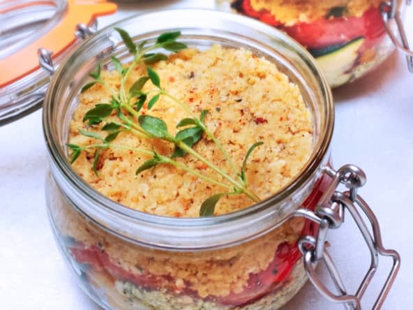 Légumes d'été grillés au tofu et millet