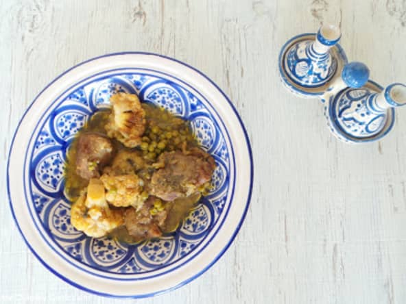 Tajine d'agneau au chou-fleur et aux petits pois