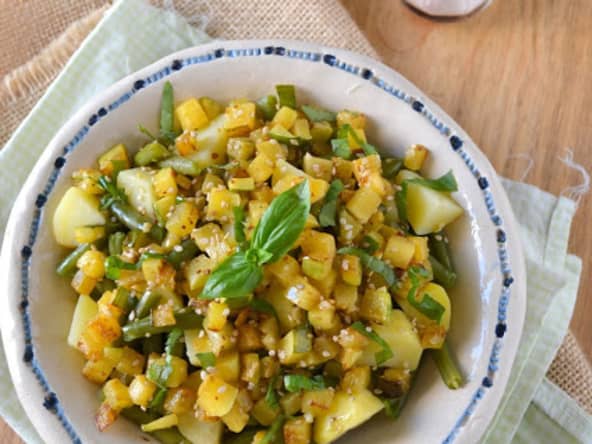 Salade estivale haricots verts, pommes de terre, courgettes