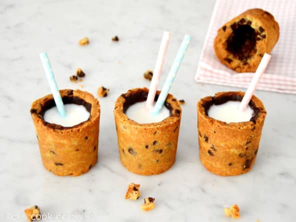 Tasses cookies de lait appelées milk and cookie shots